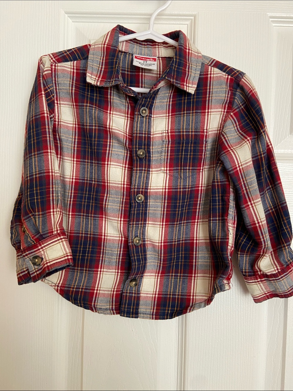 Wrangler Plaid Button-Down Shirt - Red, Blue & Cream